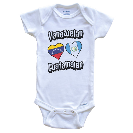Venezuelan Guatemalan Flag Heart Combo Venezuela Guatemala Baby Bodysuit