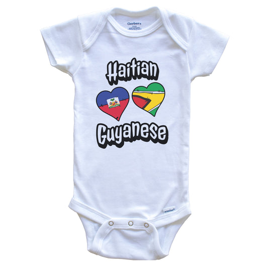 Haitian Guyanese Flag Heart Combo Haiti Guyana Baby Bodysuit
