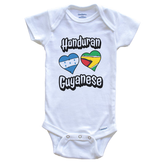 Honduran Guyanese Flag Heart Combo Honduras Guyana Baby Bodysuit