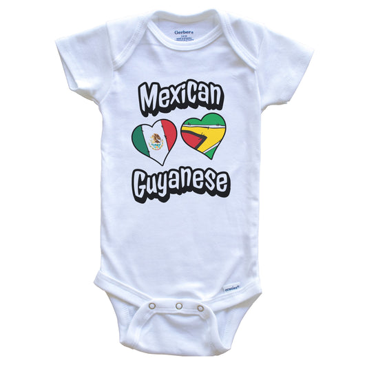 Mexican Guyanese Flag Heart Combo Mexico Guyana Baby Bodysuit