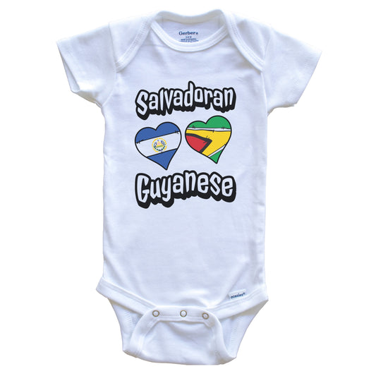 Salvadoran Guyanese Flag Heart Combo El Salvador Guyana Baby Bodysuit