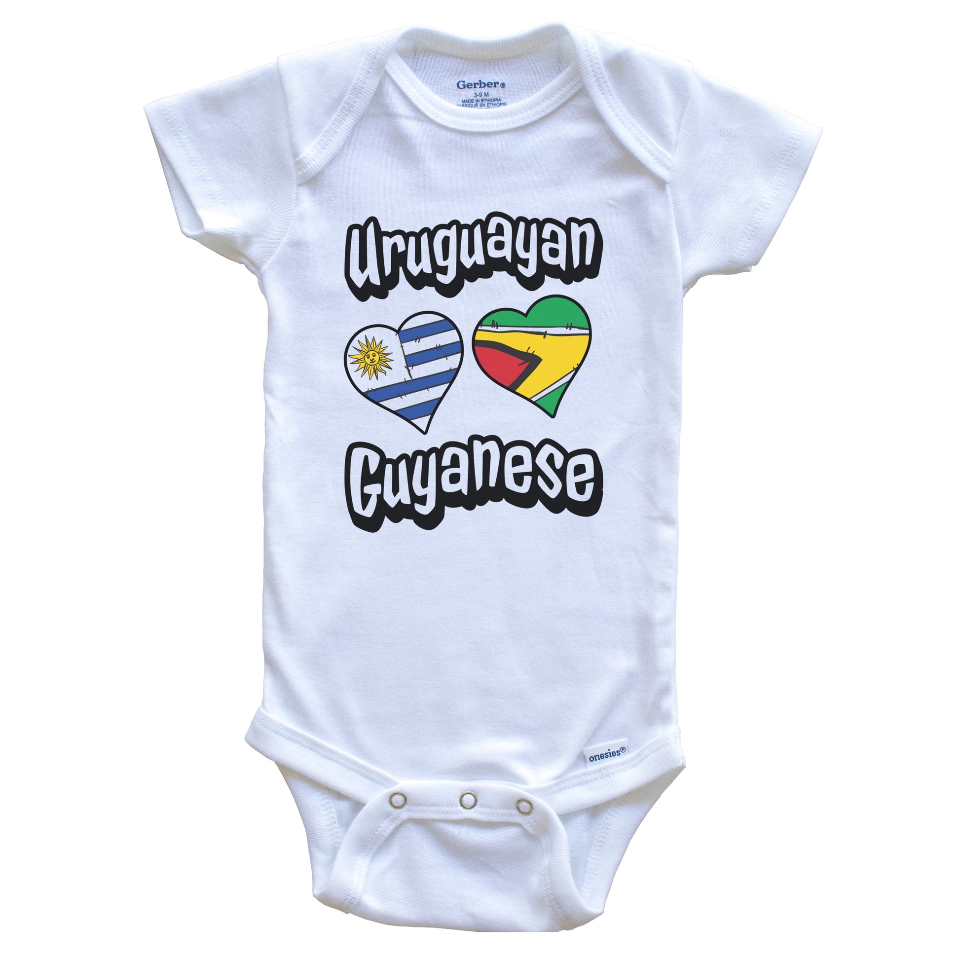 Uruguayan Guyanese Flag Heart Combo Uruguay Guyana Baby Bodysuit