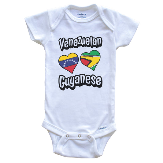 Venezuelan Guyanese Flag Heart Combo Venezuela Guyana Baby Bodysuit