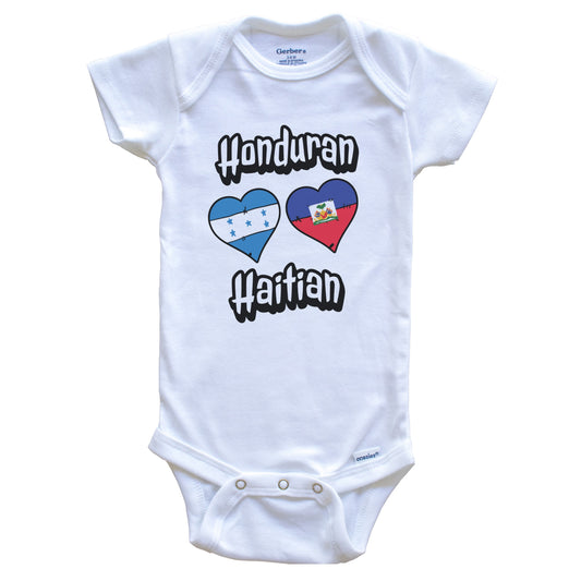 Honduran Haitian Flag Heart Combo Honduras Haiti Baby Bodysuit