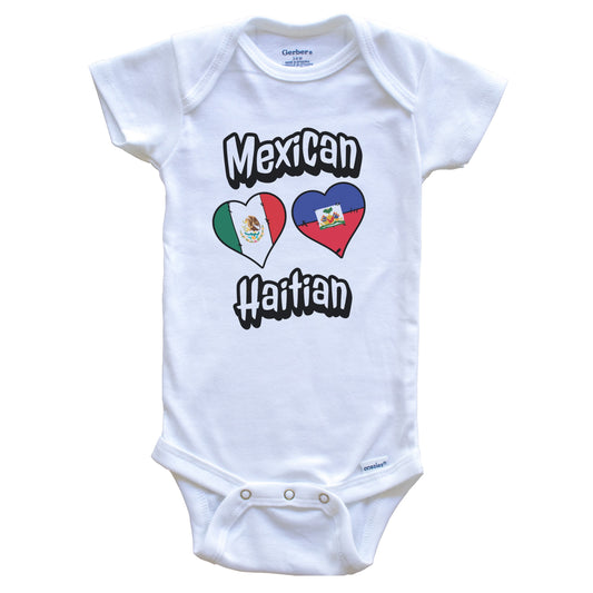 Mexican Haitian Flag Heart Combo Mexico Haiti Baby Bodysuit