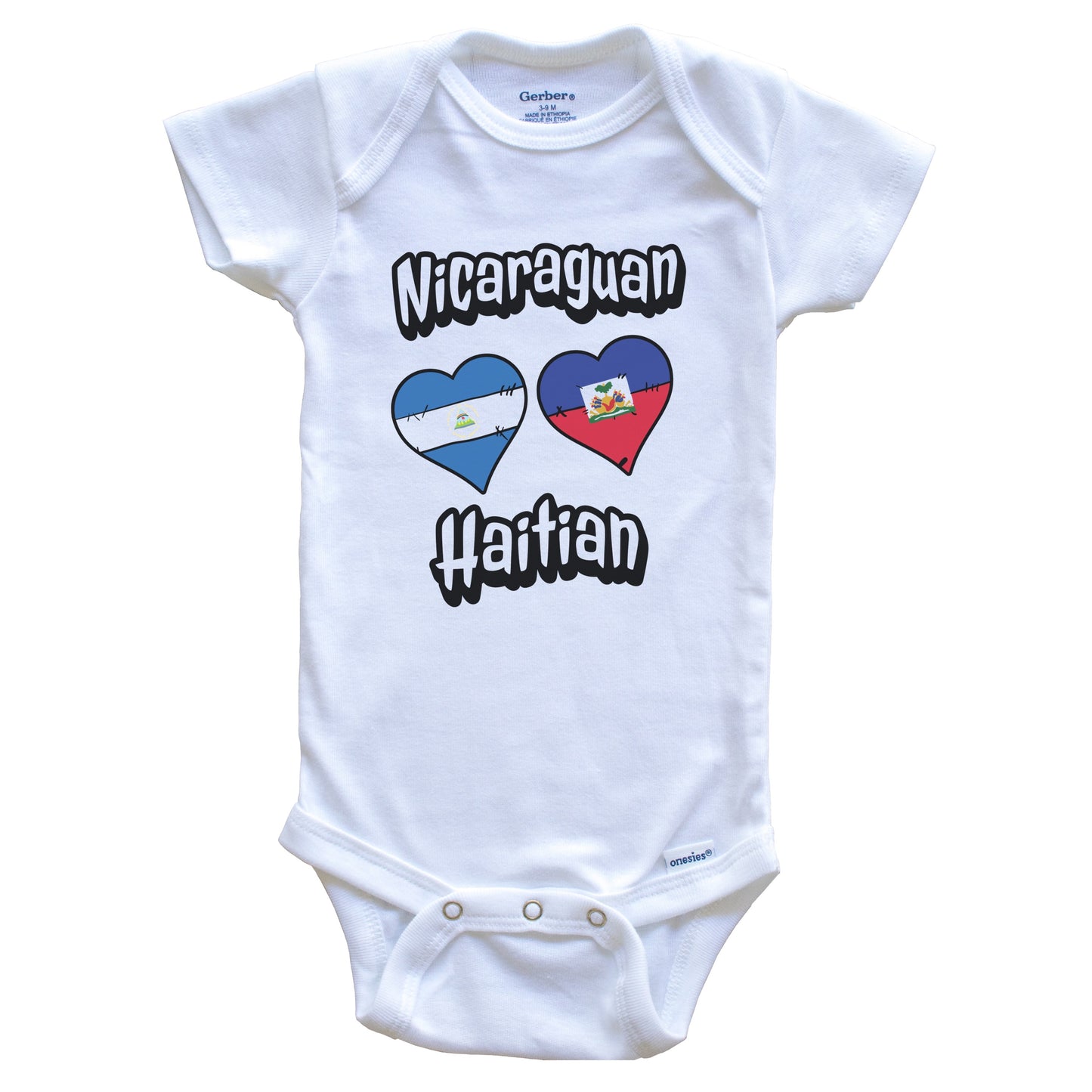 Nicaraguan Haitian Flag Heart Combo Nicaragua Haiti Baby Bodysuit