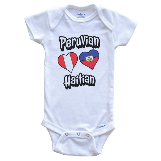 Peruvian Haitian Flag Heart Combo Peru Haiti Baby Bodysuit