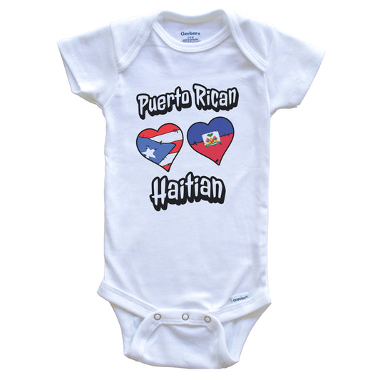 Puerto Rican Haitian Flag Heart Combo Puerto Rico Haiti Baby Bodysuit