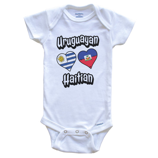 Uruguayan Haitian Flag Heart Combo Uruguay Haiti Baby Bodysuit