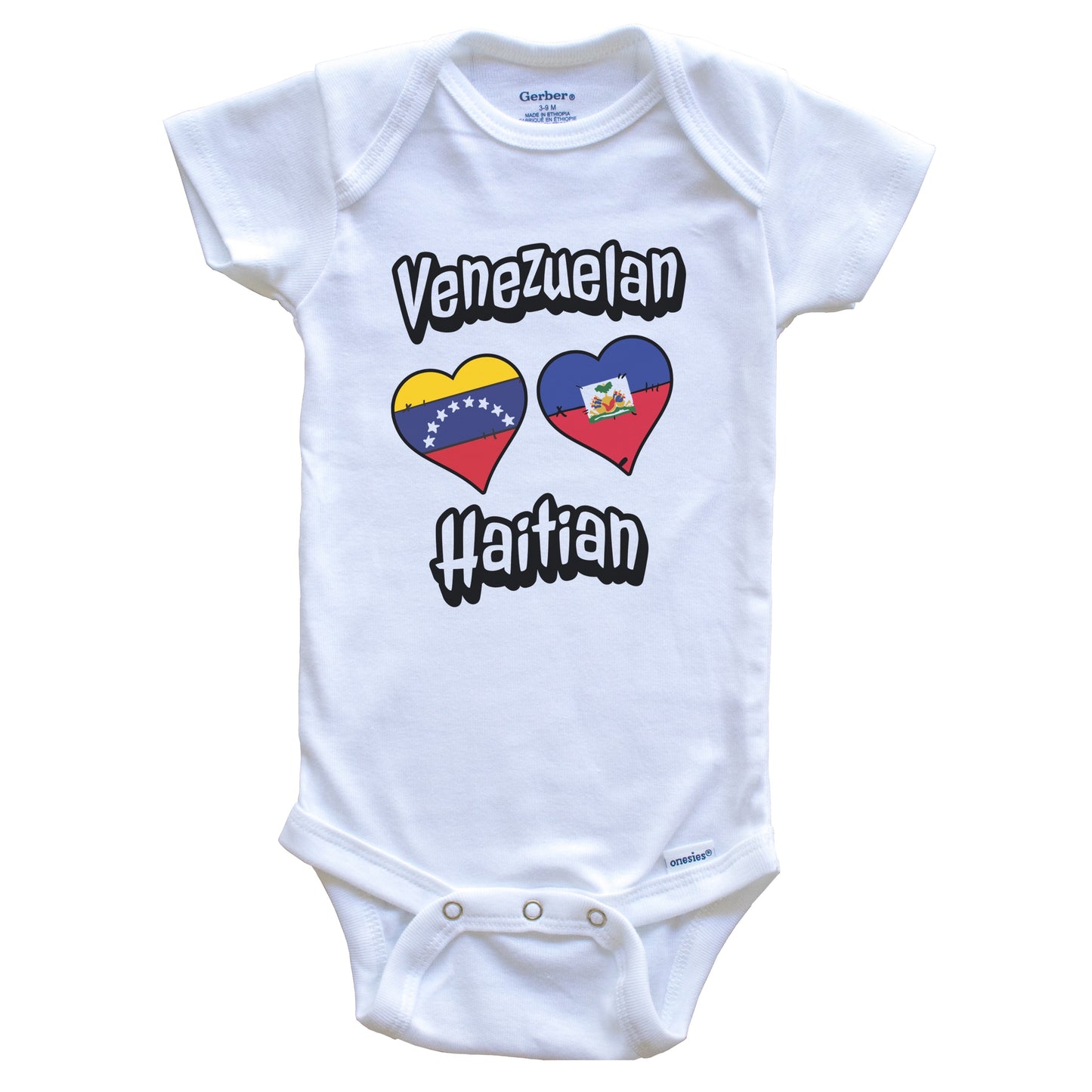 Venezuelan Haitian Flag Heart Combo Venezuela Haiti Baby Bodysuit