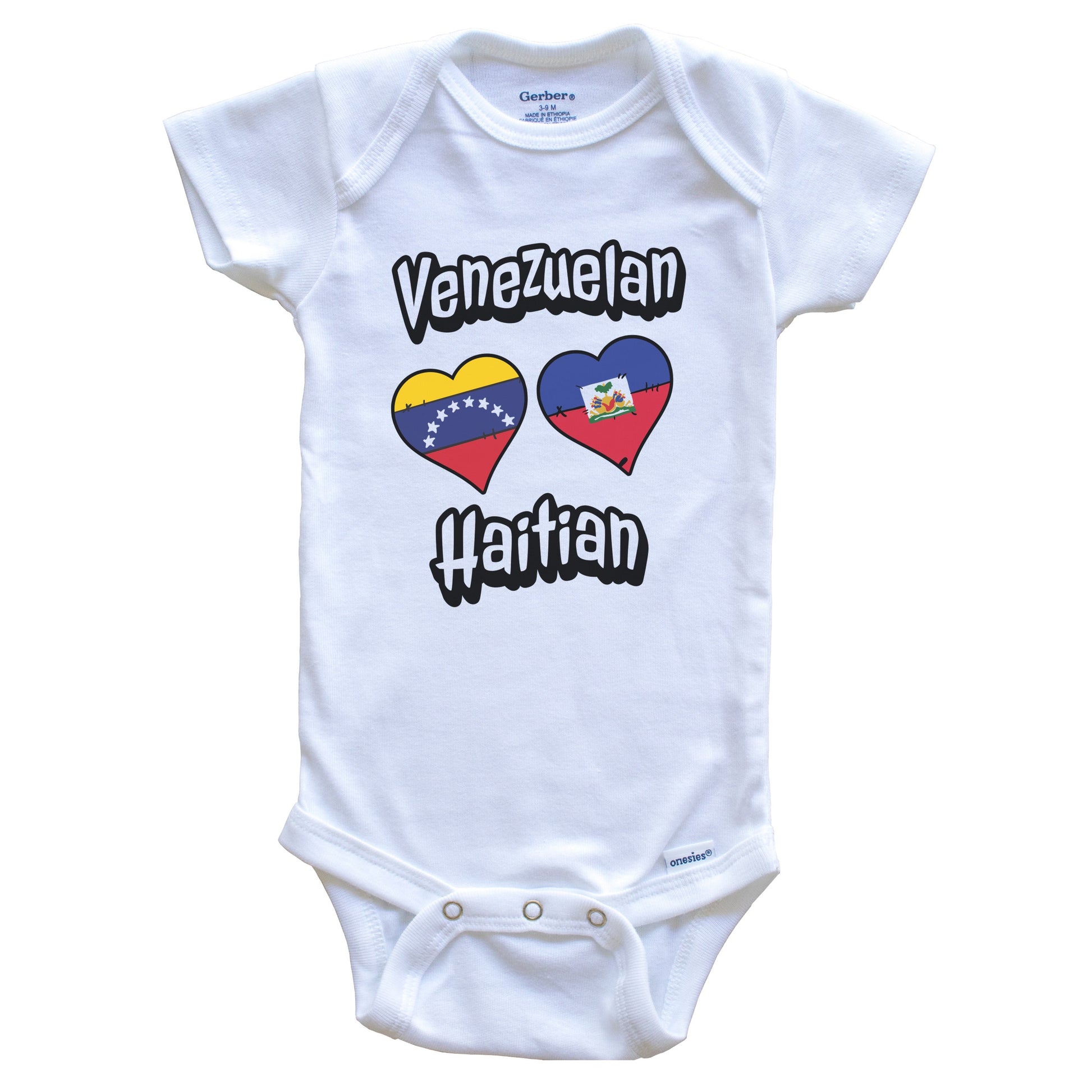 Venezuelan Haitian Flag Heart Combo Venezuela Haiti Baby Bodysuit