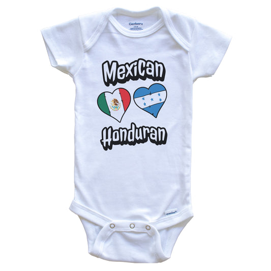 Mexican Honduran Flag Heart Combo Mexico Honduras Baby Bodysuit