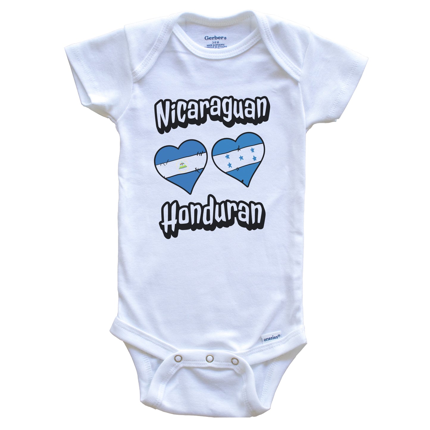 Nicaraguan Honduran Flag Heart Combo Nicaragua Honduras Baby Bodysuit