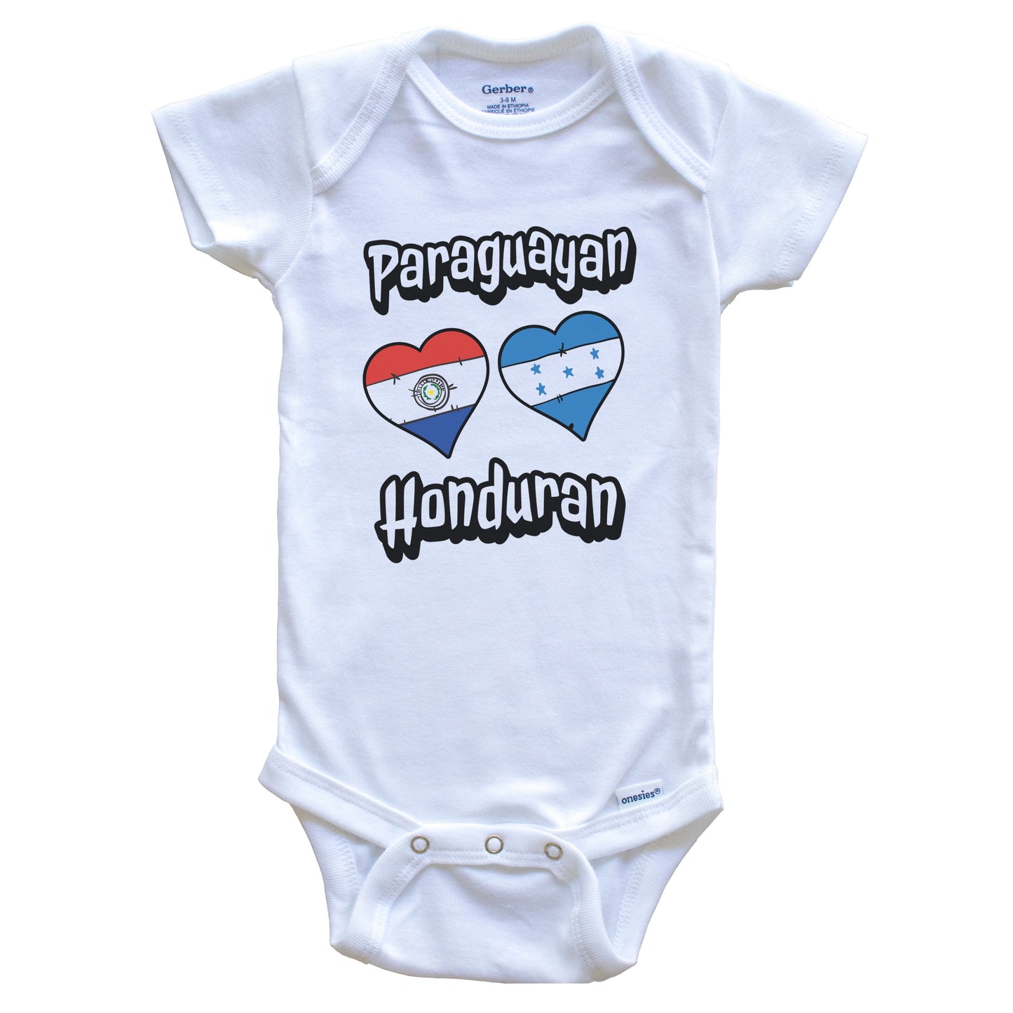 Paraguayan Honduran Flag Heart Combo Paraguay Honduras Baby Bodysuit