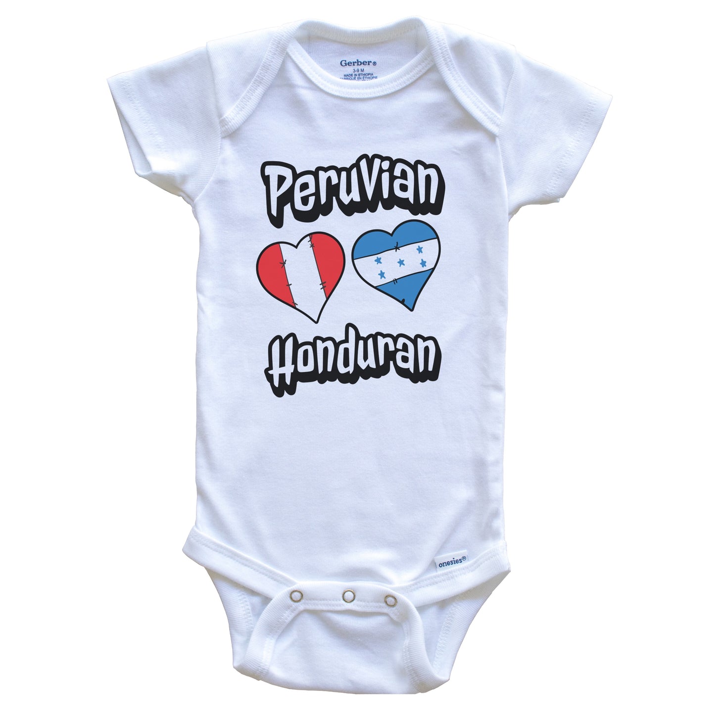 Peruvian Honduran Flag Heart Combo Peru Honduras Baby Bodysuit