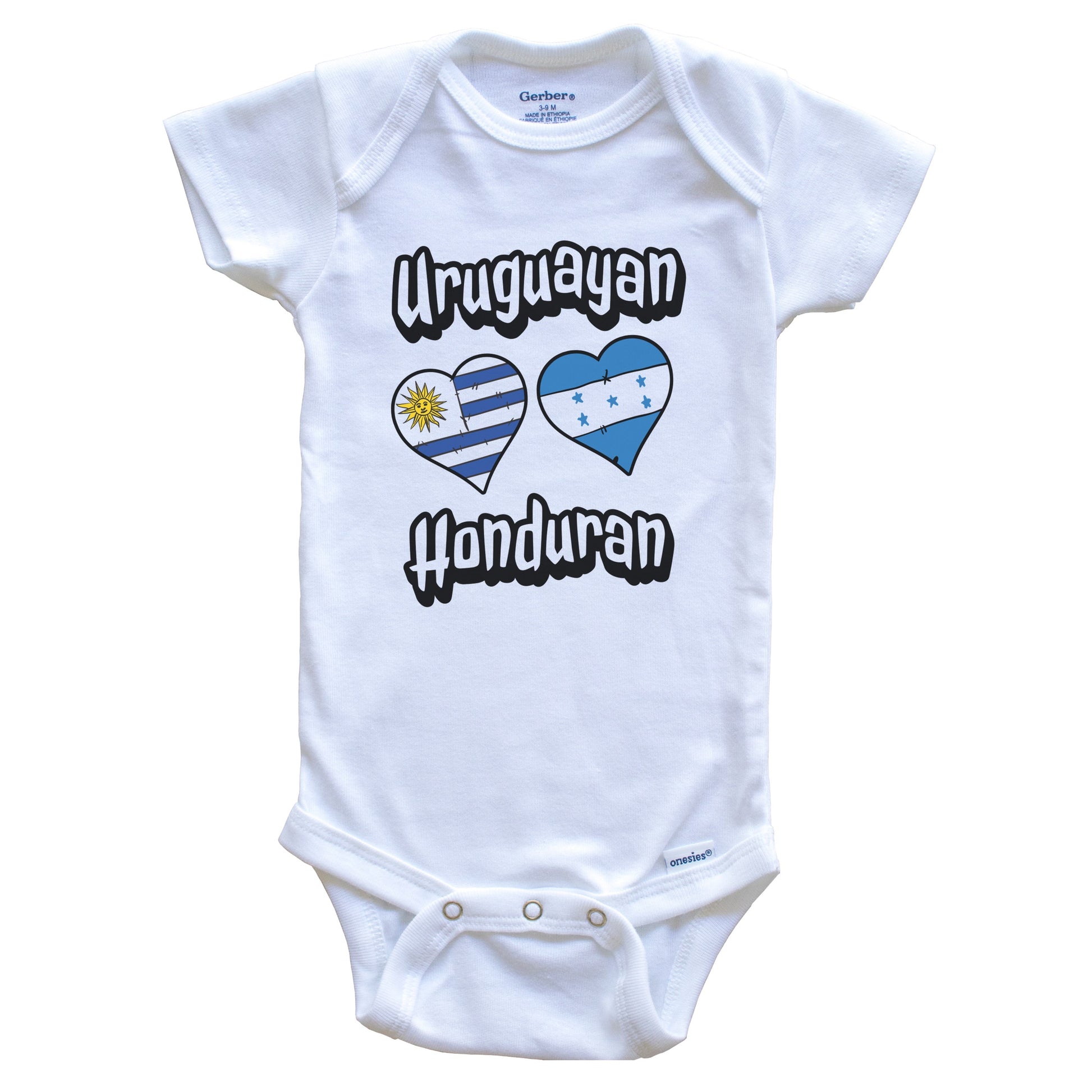 Uruguayan Honduran Flag Heart Combo Uruguay Honduras Baby Bodysuit