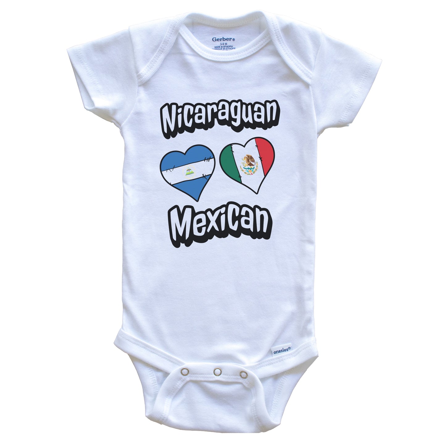 Nicaraguan Mexican Flag Heart Combo Nicaragua Mexico Baby Bodysuit