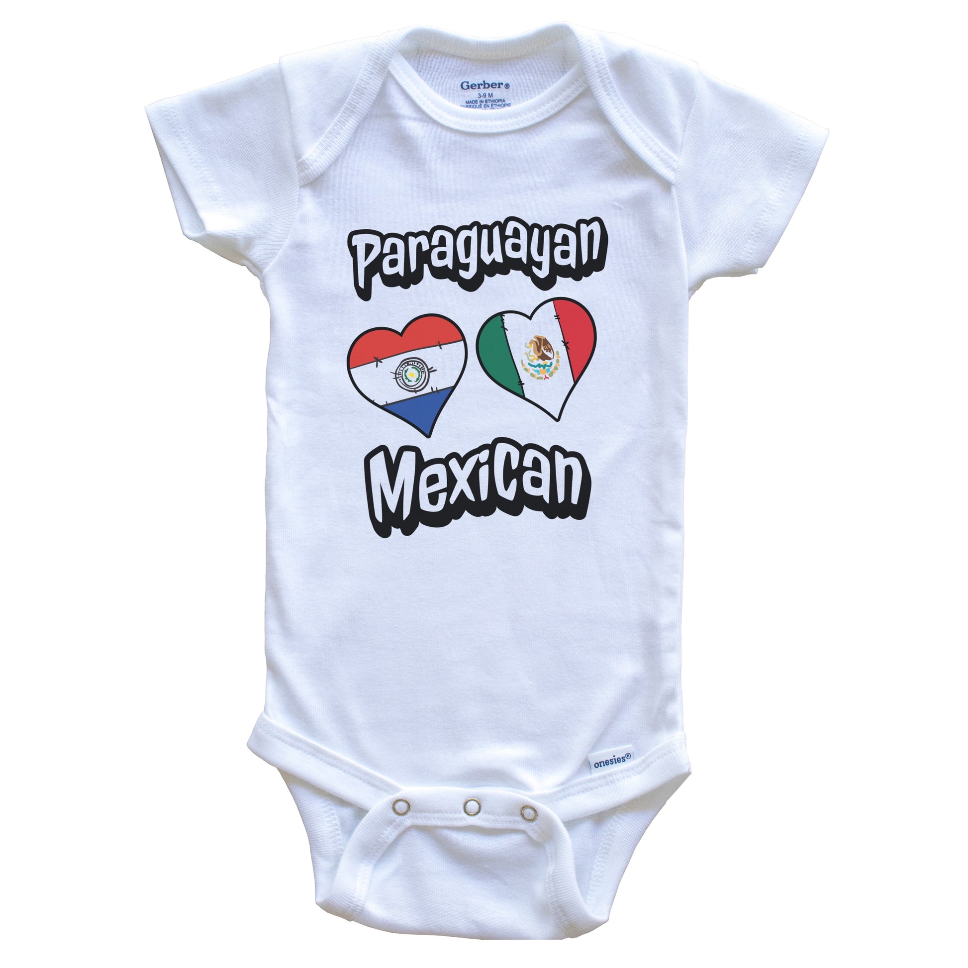 Paraguayan Mexican Flag Heart Combo Paraguay Mexico Baby Bodysuit