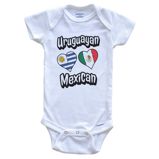 Uruguayan Mexican Flag Heart Combo Uruguay Mexico Baby Bodysuit