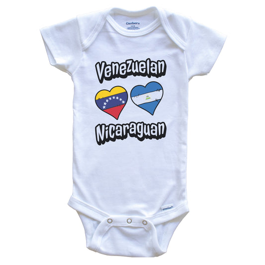 Venezuelan Nicaraguan Flag Heart Combo Venezuela Nicaragua Baby Bodysuit