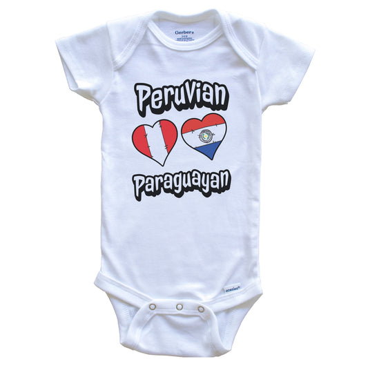 Peruvian Paraguayan Flag Heart Combo Peru Paraguay Baby Bodysuit