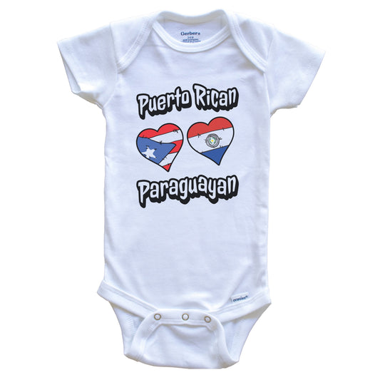 Puerto Rican Paraguayan Flag Hearts Puerto Rico Paraguay Baby Bodysuit