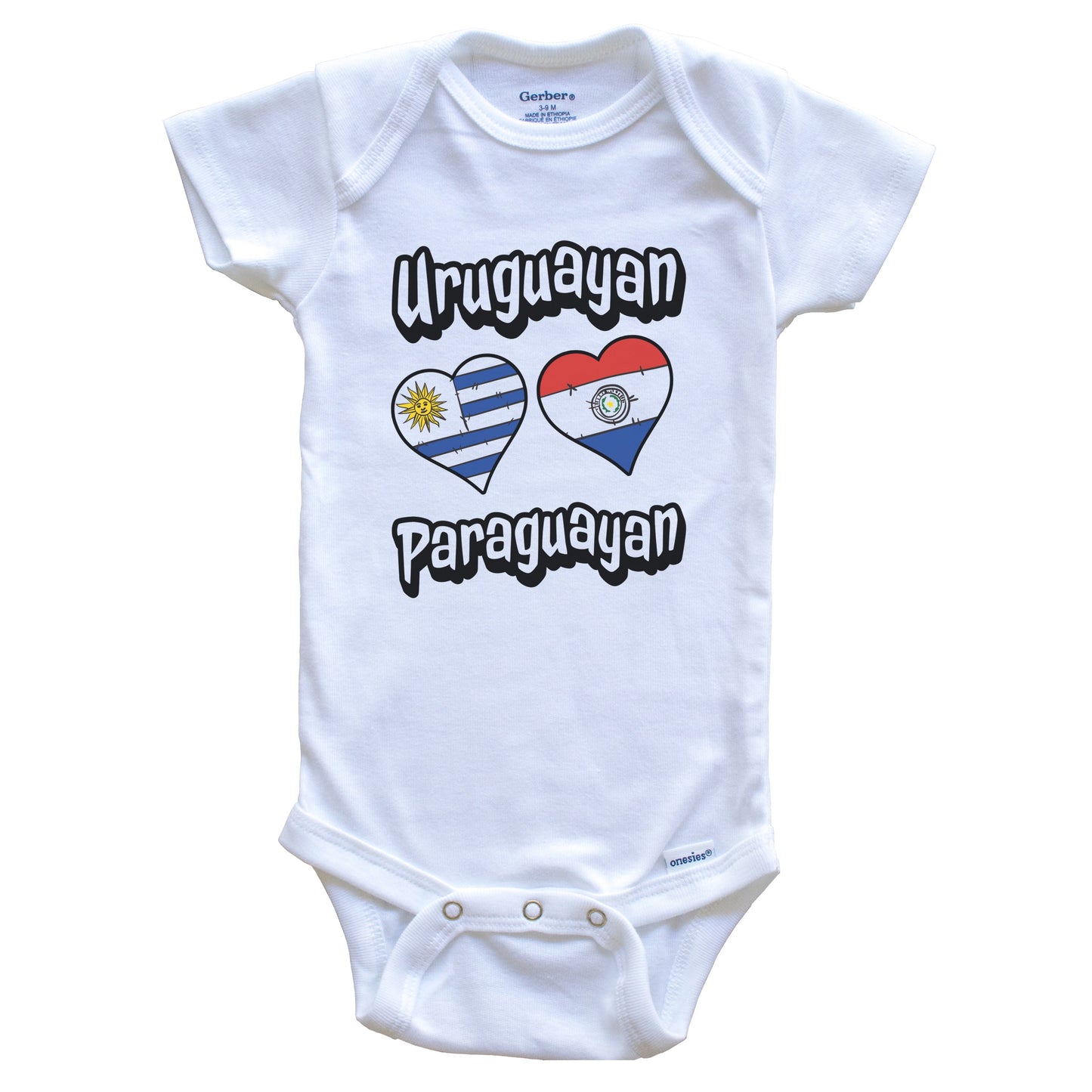 Uruguayan Paraguayan Flag Heart Combo Uruguay Paraguay Baby Bodysuit