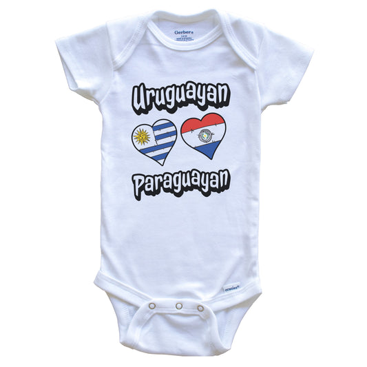 Uruguayan Paraguayan Flag Heart Combo Uruguay Paraguay Baby Bodysuit