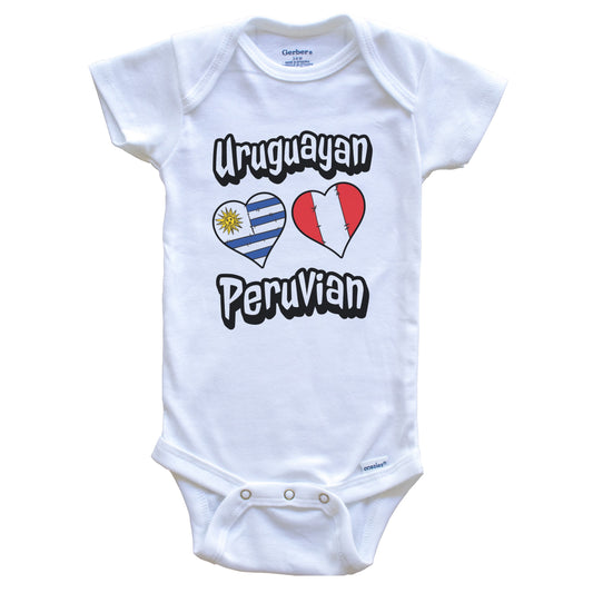 Uruguayan Peruvian Flag Heart Combo Uruguay Peru Baby Bodysuit