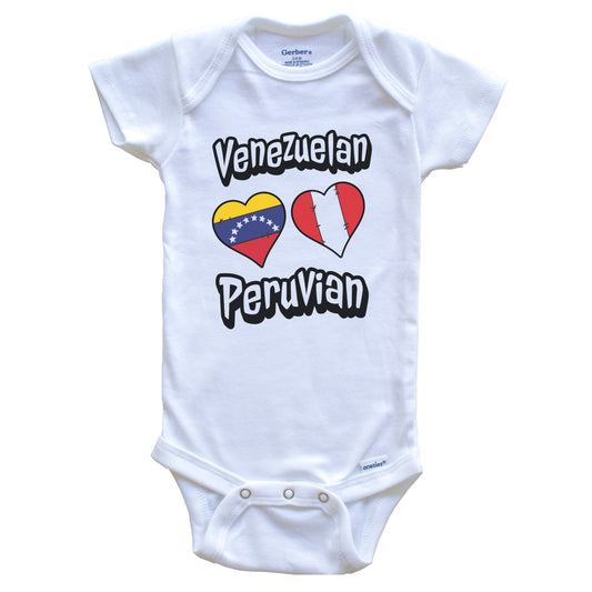 Venezuelan Peruvian Flag Heart Combo Venezuela Peru Baby Bodysuit