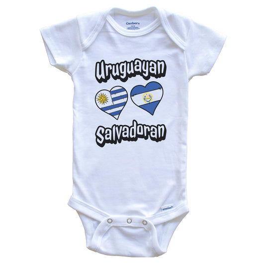 Uruguayan Salvadoran Flag Heart Combo Uruguay El Salvador Baby Bodysuit