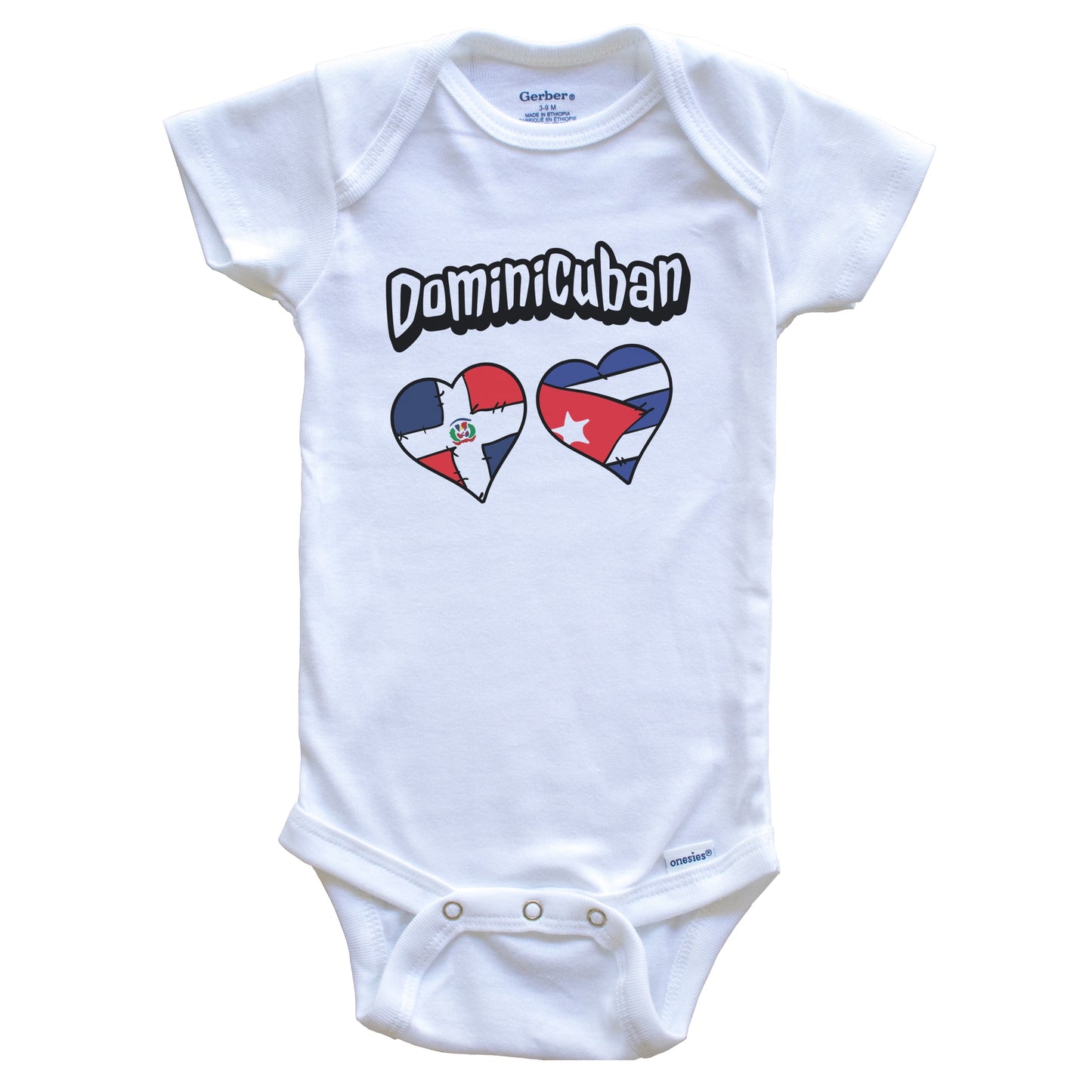 Dominicuban Dominican Cuban Flag Heart Combo Baby Bodysuit