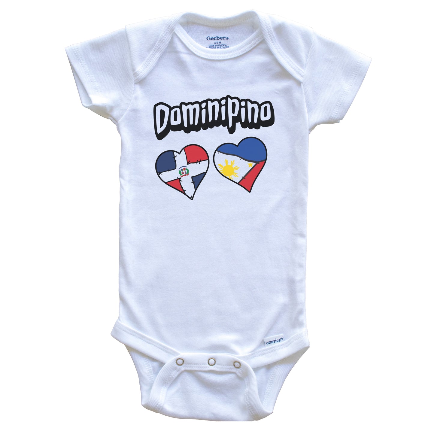 Dominipino Dominican Filipino Flag Heart Combo Baby Bodysuit