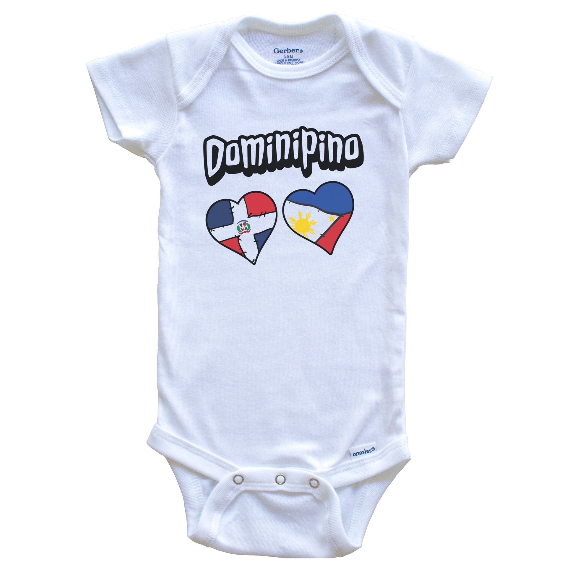 Dominipino Dominican Filipino Flag Heart Combo Baby Bodysuit