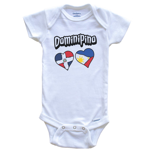 Dominipino Dominican Filipino Flag Heart Combo Baby Bodysuit