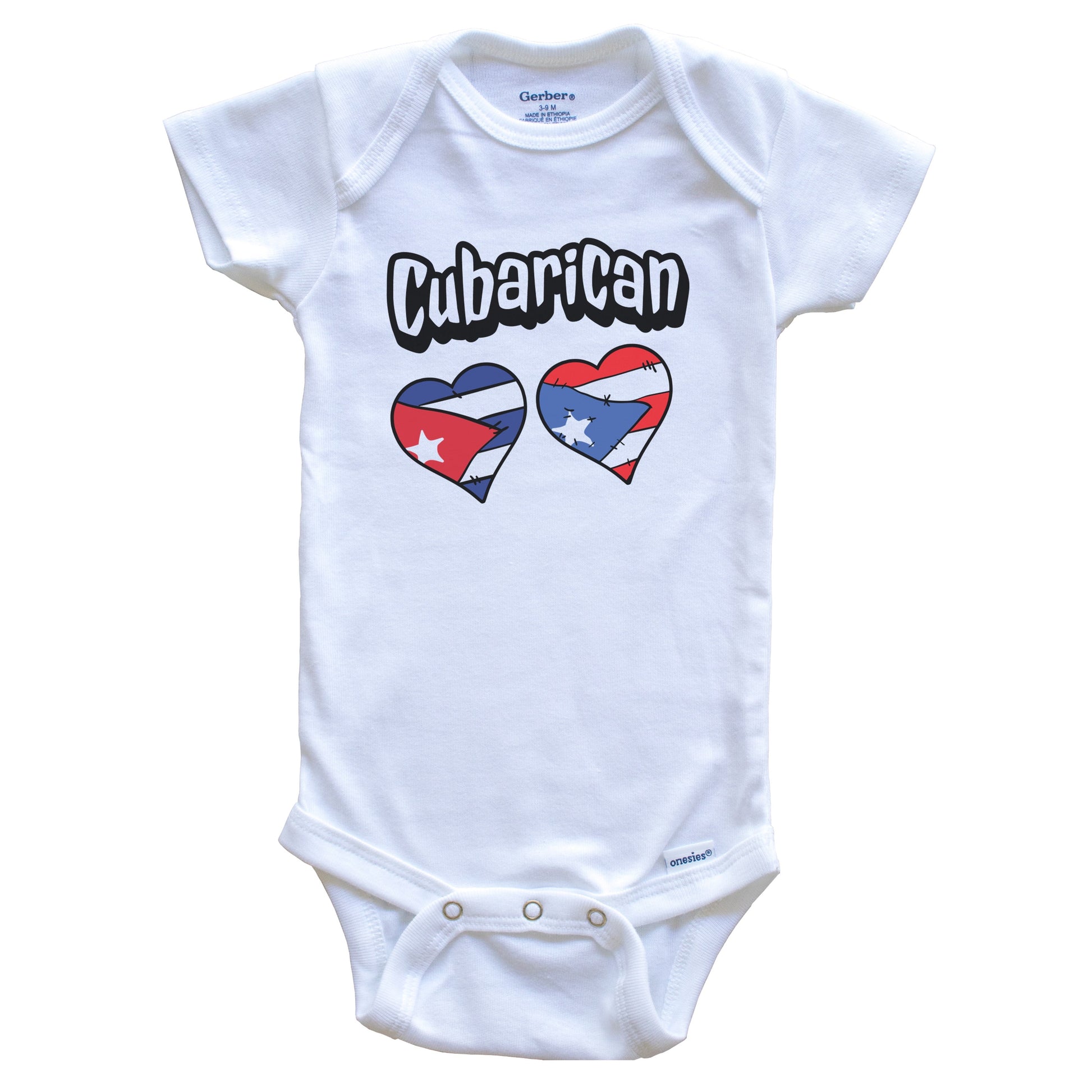 Cubarican Cuban Puerto Rican Flag Heart Combo Baby Bodysuit
