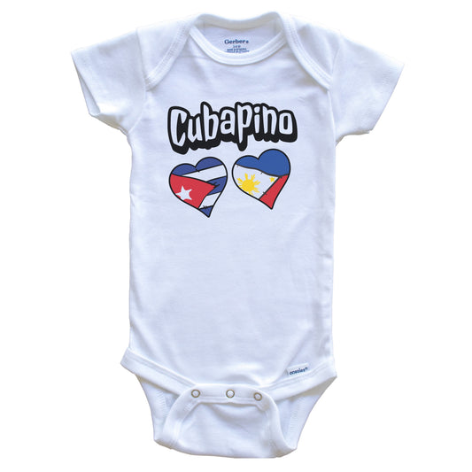 Cubapino Cuban Filipino Flag Heart Combo Cuba Philippines Baby Bodysuit