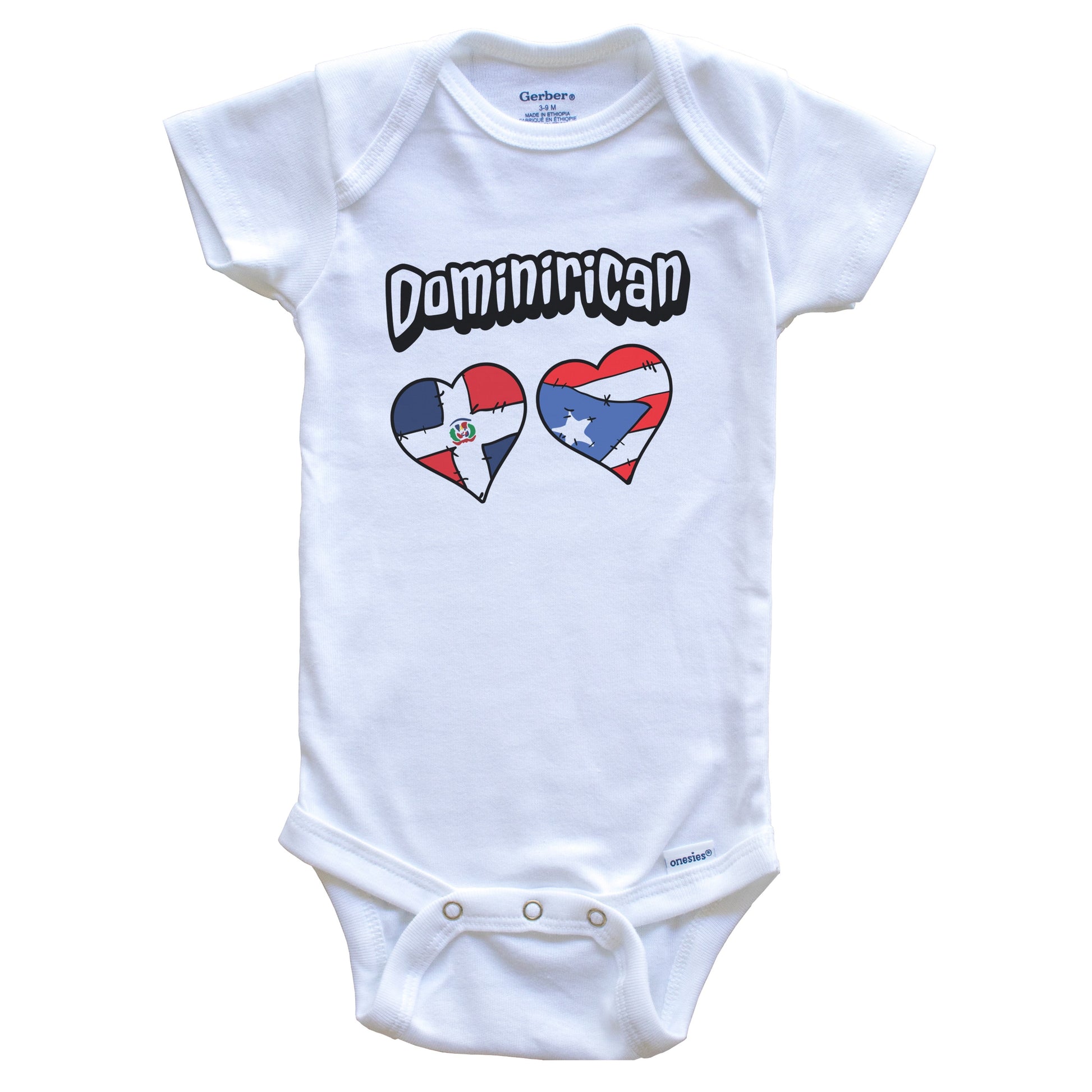 Dominirican Dominican Puerto Rican Flag Heart Combo Baby Bodysuit