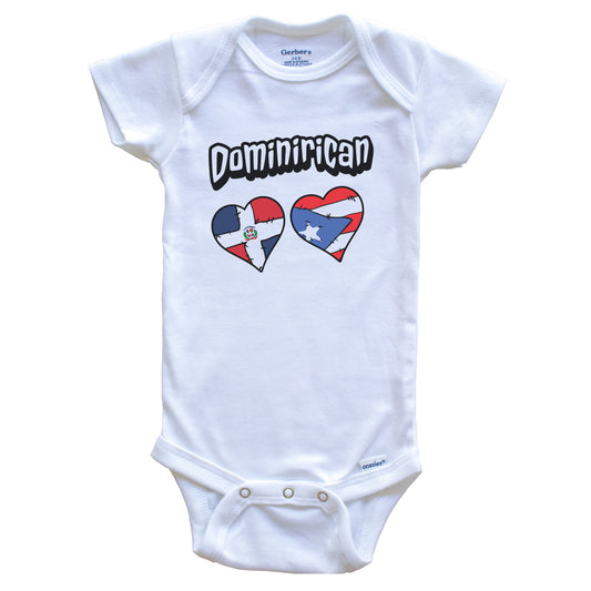 Dominirican Dominican Puerto Rican Flag Heart Combo Baby Bodysuit
