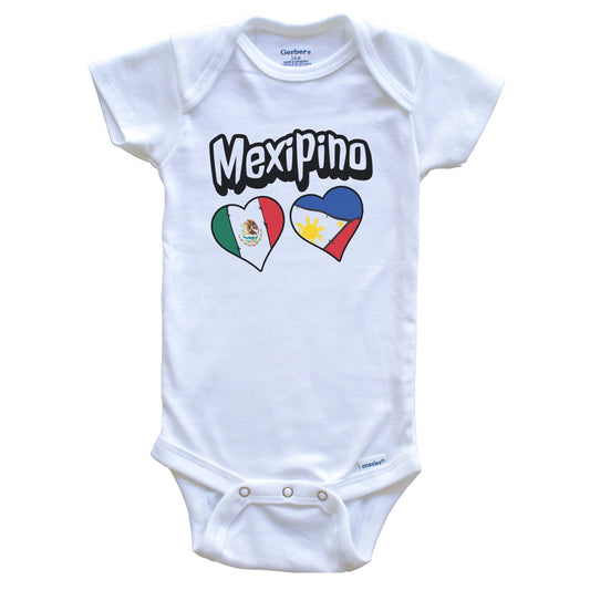 Mexipino Mexican Filipino Flag Heart Combo Baby Bodysuit