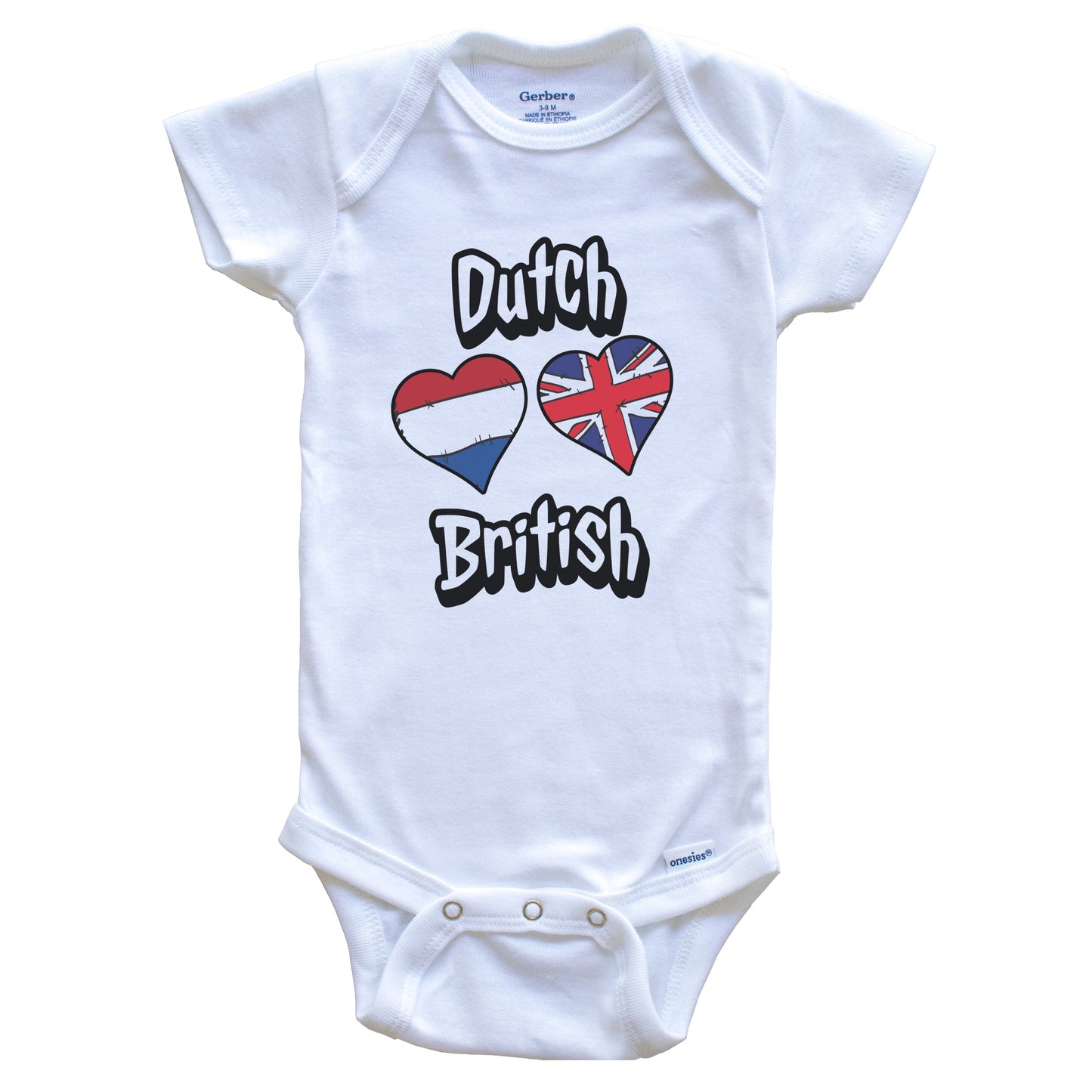 Dutch British Flag Heart Combo Netherlands UK Baby Bodysuit