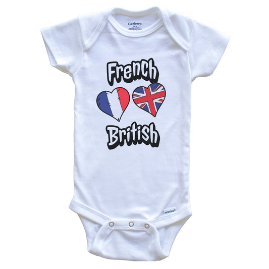 French British Flag Heart Combo France UK Baby Bodysuit