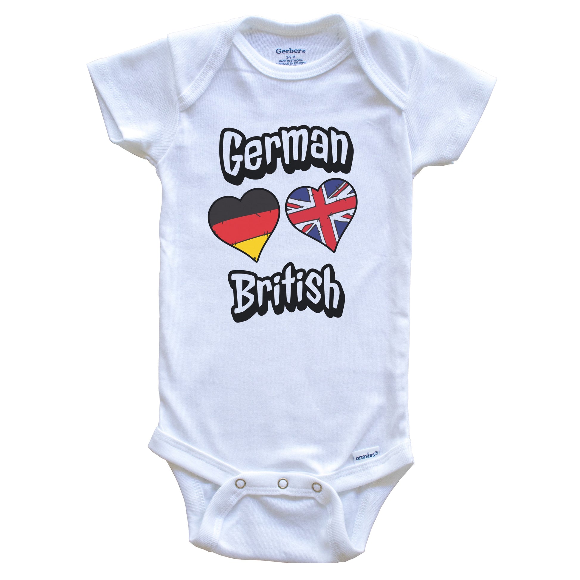 German British Flag Heart Combo Germany UK Baby Bodysuit