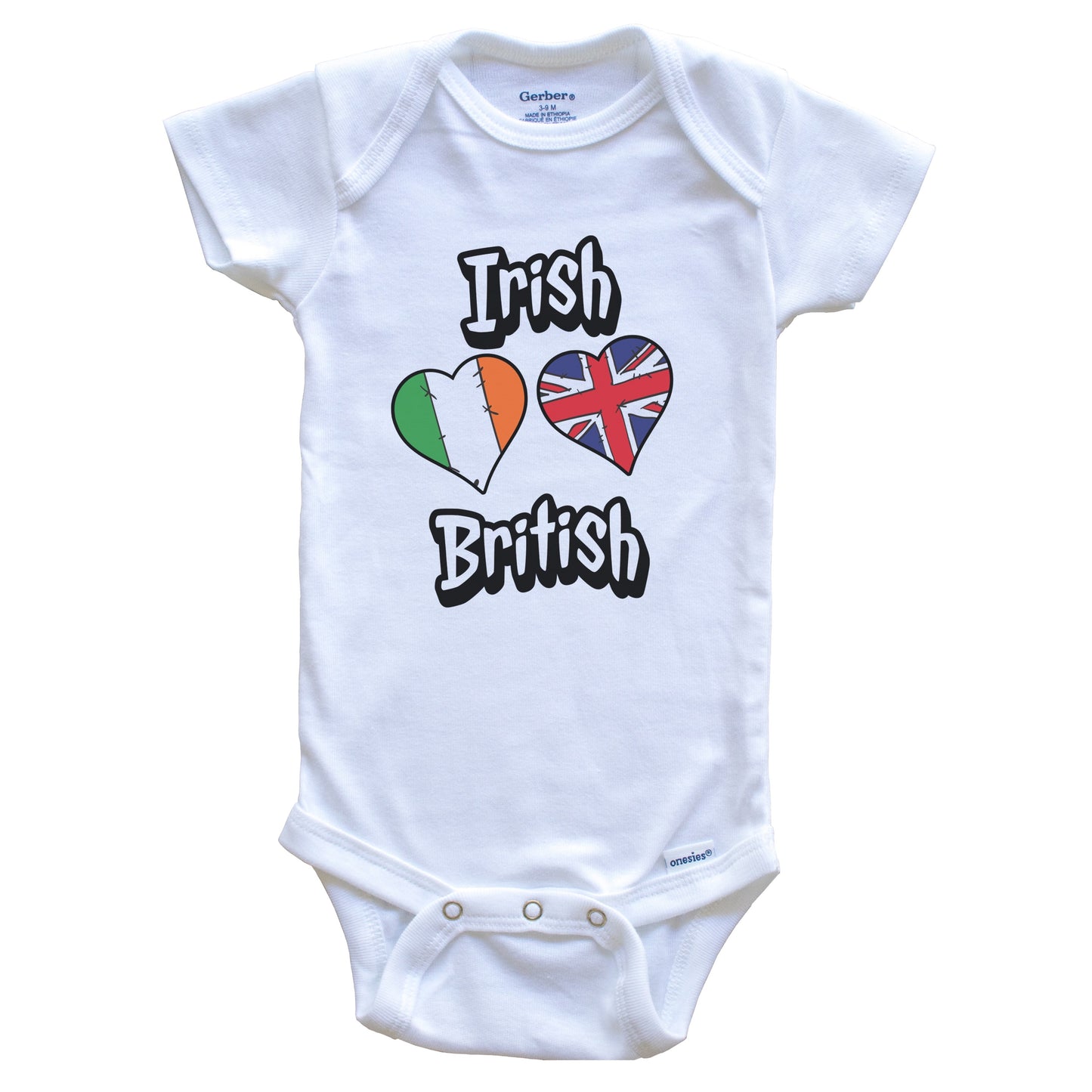 Irish British Flag Heart Combo Ireland UK Baby Bodysuit