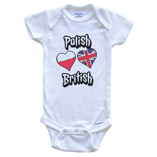 Polish British Flag Heart Combo Poland UK Baby Bodysuit