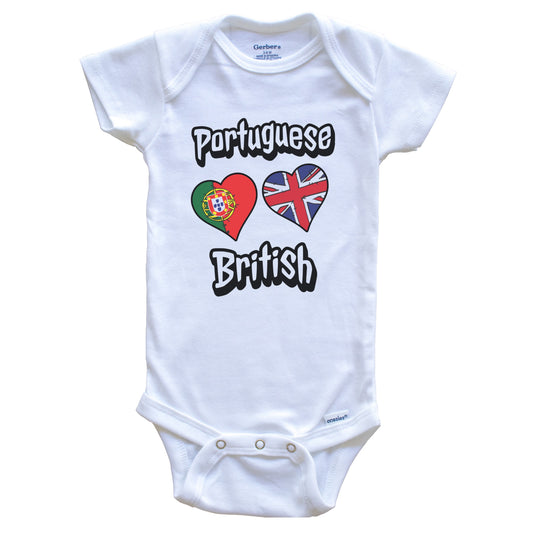 Portuguese British Flag Heart Combo Portugal UK Baby Bodysuit