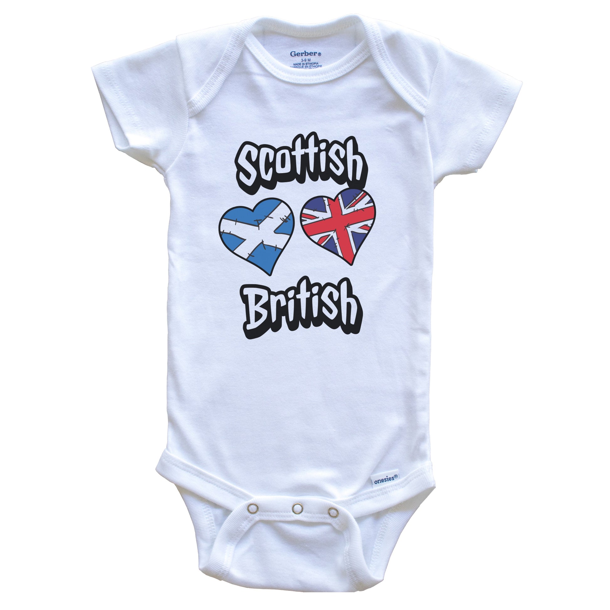 Scottish British Flag Heart Combo Scotland UK Baby Bodysuit