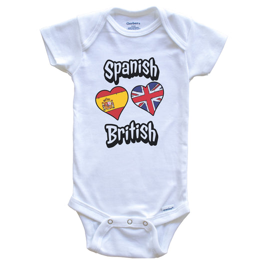 Spanish British Flag Heart Combo Spain UK Baby Bodysuit