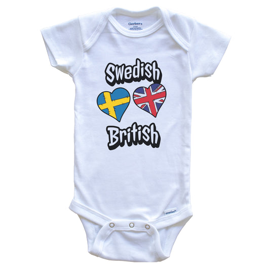 Swedish British Flag Heart Combo Sweden UK Baby Bodysuit