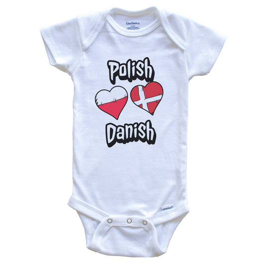 Polish Danish Flag Heart Combo Poland Denmark Baby Bodysuit